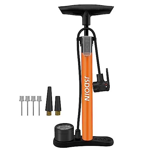 Jsdoin Luftpumpe Fahrrad-Standpumpe mit Manometer – Hochdruck bis 160 PSI