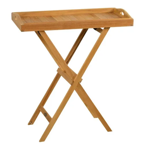 Kai Wiechmann Beistelltisch Edler Teak Serviertisch 70 x 38 cm - Tischtennisplatten, wetterfester und pflegeleichter Falttisch mit abnehmbarem Tablett, ideal für Garten und Balkon.