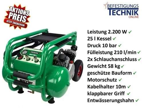 Kompressor Prebena Warrior 435 - Kompressor für professionelle Anwendungen, leistungsstark und zuverlässig für Handwerk und Industrie.