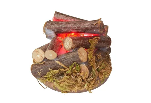 VBS LED-Dekofigur LED Feuerstelle, Ø 5,5 cm - Figuren für Miniatur- und Krippenbasteln, mit rotleuchtender LED-Birne für stimmungsvolle Akzente. Batteriebetrieben, inkl. 2 Knopfzellen LR44.