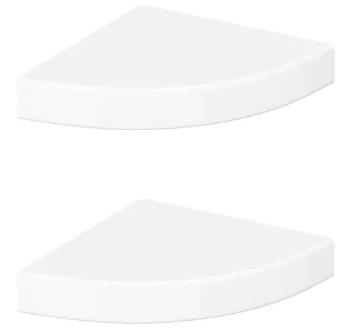 furnicato Wandregal 2er Set Eckregal 25x25x3,8 cm Hochglanzweiß Wandregal, 2-tlg.