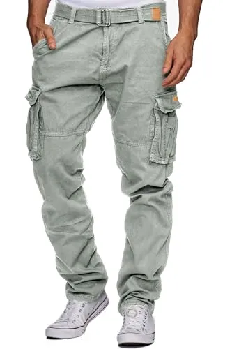 Indicode Herren Cargohose William – 7 Taschen, Baumwolle, Outdoor Lt Grey, Größe L - Entdecke die lässige Cargohose