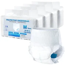 VEVOR Inkontinenzhosen für Erwachsene, Mobile Einweghose für Männer & Frauen, Einweg-Pull-Up-Windeln mit auslaufsicherem Beinbündchen & Nässeindikator – Größe M, 64 Stk. (4er-Pack à 16 Stk.)