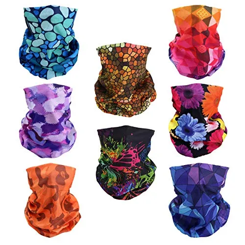SMEHCF 8 Multifunktionstuch Gesichtsmaske Motorradmaske Sportmaske Sturmmaske Maske Halsmanschette Schal Bandana für Damen Herren Bienenstock Schmetterling Gänseblümchen Regenbogen Tarnung Camouflage
