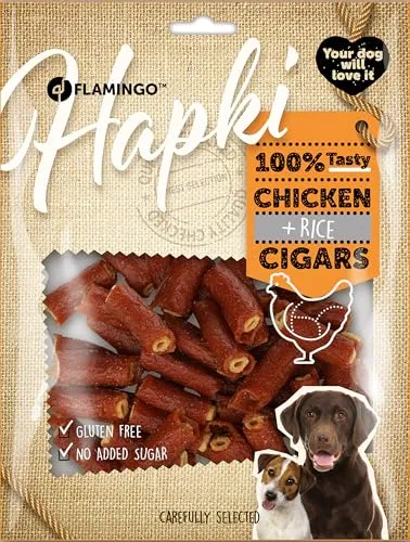 Flamingo Leckerli Hund – Hapki Zigarre mit Huhn & Reis – 400g – glutenfrei – ohne Zuckerzusatz