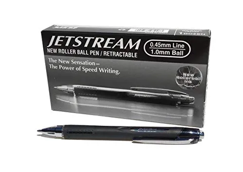 Uni-Ball 9008020 Jetstream Tintenroller schwarz - Schreibutensilien mit schneller trocknender Jetstream-Tinte, die nicht verschmiert und wasserfest ist. Ideal für Linkshänder und Rechtshänder, ergonomisch gestaltet für komfortables Schreiben.