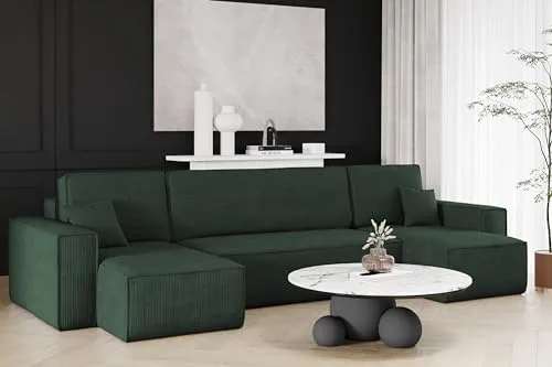 Kaiser Möbel Ecksofa BEST mit Schlaffunktion - Sofas & Couches – Modernes Ecksofa mit praktischer Schlaffunktion, das sich mühelos in ein Bett mit 200x120 cm verwandelt. Hochwertiger Dicker Cord sorgt für Langlebigkeit und Komfort.