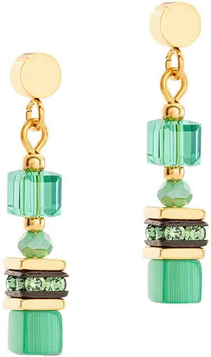 COEUR DE LION Paar Ohrstecker Schmuck Geschenk Edelstahl Mini Cubes Würfelkette, Made in Germany - mit Tigerauge s., Swarovski® Kristall, Strassstein