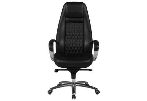 FineBuy Bürostuhl Echtleder Schwarz - Komfortabler Chefsessel mit Kopfstütze - Bürostuhl aus hochwertigem Echtleder, ideal für lange Sitzzeiten mit Kopfstütze und höhenverstellbar, max. Belastbarkeit 120 kg.