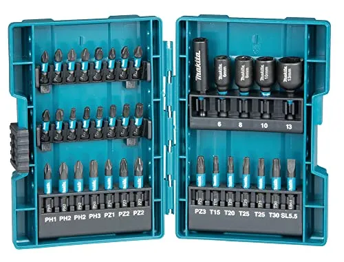 Makita Bitset Impact Black B-66880, 35-teilig - Werkzeug-Set mit 25 & 50mm Bits, ideal für Schlagschrauber. Torsionszone für hohe Haltbarkeit und flexible Module in stabiler Kunststoffkassette.