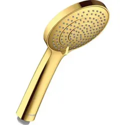 Duravit Handbrause 3jet 11 cm MinusFlow - Handbrausen in gold poliert mit 1 Strahlart: Rain, Silikonnoppen für einfache Reinigung und wassersparender Ausführung.