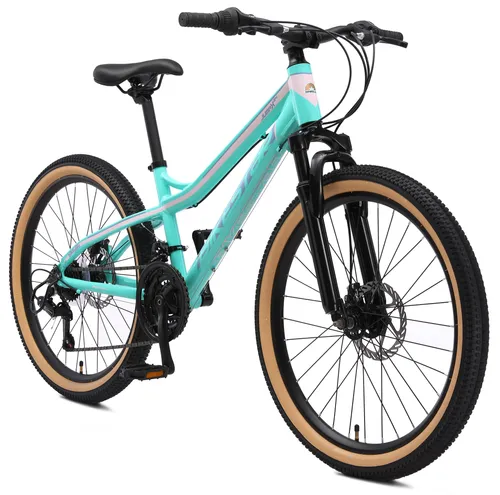 BIKESTAR Kinder Jugend Mountainbike 24 Zoll - Hochwertiges 24 Zoll Hardtail MTB mit stabiler Aluminiumkonstruktion und 21-Gang Shimano Schaltung, ideal für Kinder ab 9 Jahren. Perfekt für Abenteuer in der Stadt oder am Berg.