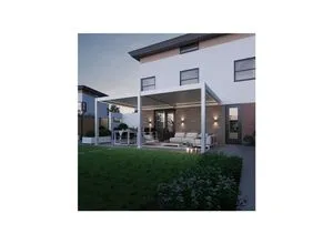 Weide Pergola Deluxe Plus Elektrisch mit LED 4x6 - Elegante Wand-Pergola aus Aluminium für Ihre Terrasse. Mit elektrischer Bedienung und integrierter LED-Beleuchtung für stimmungsvolle Abende.