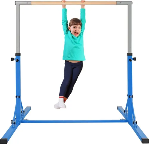 COSTWAY höhenverstellbare Gymnastik Turnreckstange für Kinder - Robuste Turnreckstange für Kinder mit 13 Höhenverstellungen von 91 bis 150 cm. Ideal für das Training zu Hause, stabil und sicher durch rutschfeste Füße und doppelte Verriegelung.