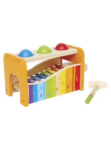 Pound And Tap Bench – Kinderinstrument - Hochwertige Holzspielzeugbank, ideal für die frühkindliche Förderung von Motorik und Kreativität. Größe: 24 x 15 x 13,5 cm.