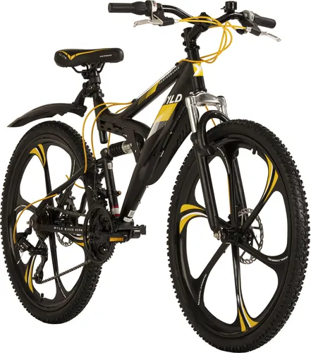 WYLD Mountainbike Fully 26'' Bliss schwarz-gelb - Fahrrad mit 21 Gängen und leichten Magnesium-Laufrädern, ideal für Abenteuer und Trails – entdecke die Freiheit des Mountainbikens!