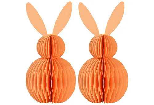 matches21 HOME & HOBBY Dekofigur Osterdeko Osterhasen zum Hinstellen orange 2er Set Dekofiguren (2 St), Ø 11 x 20 cm als Frühlingsdeko aus Papier
