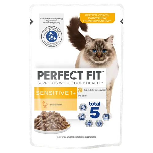Perfect Fit Sensitive 1+ 85g Feuchtfutter für Katzen mit Huhn in Sauce