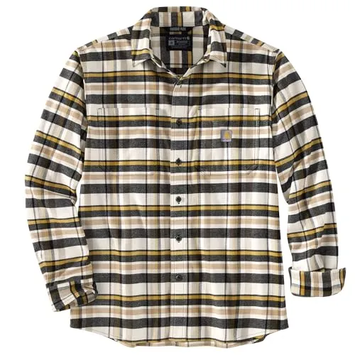 Carhartt Flannel L/S Plaid Shirt 106352 - malt - XXL - Herren-Freizeithemden mit Stretch für optimale Bewegungsfreiheit, robust und stilvoll. Ideal für Freizeit und Arbeit, ausgestattet mit praktischen Taschen und einem komfortablen Relaxed Fit.