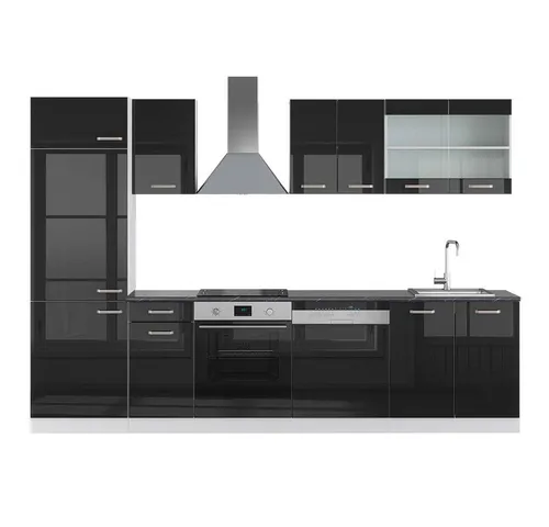 Vicco Küchenzeile R-Line, Schwarz Hochglanz/Weiß, 300 cm von Vicco