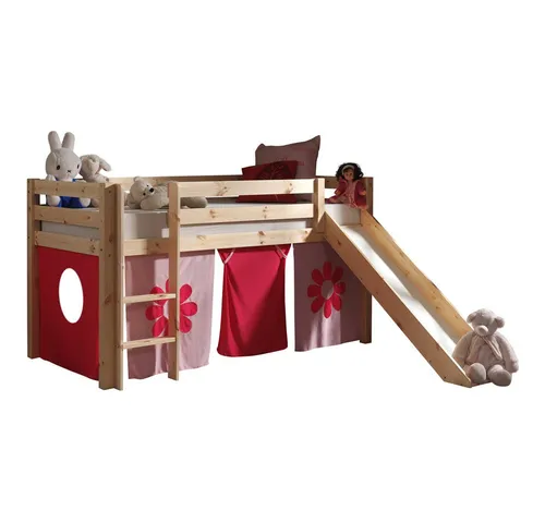 Hochbett mit Rutsche Pino - Spielbett für Kinder - Betten & Bettgestelle – Tolles Hochbett aus massivem Kiefernholz mit einer aufregenden Rutsche, ideal für kreative Spielstunden im Kinderzimmer.