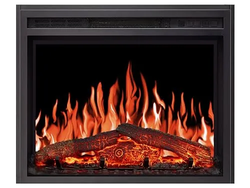 ArtiFlame Elektrokamin AF24 Multicolor, Elektrischer Einbaukamin mit Heizung 900/1800 W, realistischer 3D-Flammeneffekt, LED-Beleuchtung, Fernbedienung, Timer, Thermostat, Knistereffekt, Schwarz