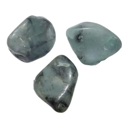 Smaragd in Matrix (Muttergestein) 3 kleine Trommelsteine Wassersteine je ca. 18-