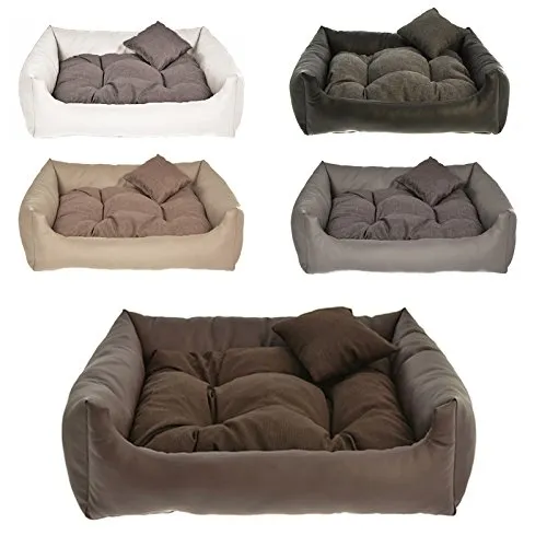 Hundebett Kunst Leder Hundekissen Hundesofa Katzenbett Hundekorb M L XL XXL XXXL (L (ca. 80x65 cm), Dunkelbraun)