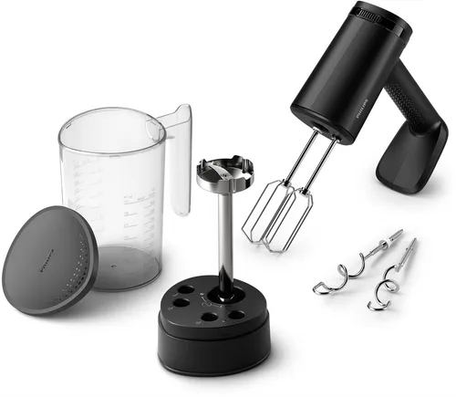 PHILIPS HR3781 10 5000 Series - Handmixer Schwarz, 500 Watt mit 5 Stufen und Turbostufe für optimale Ergebnisse