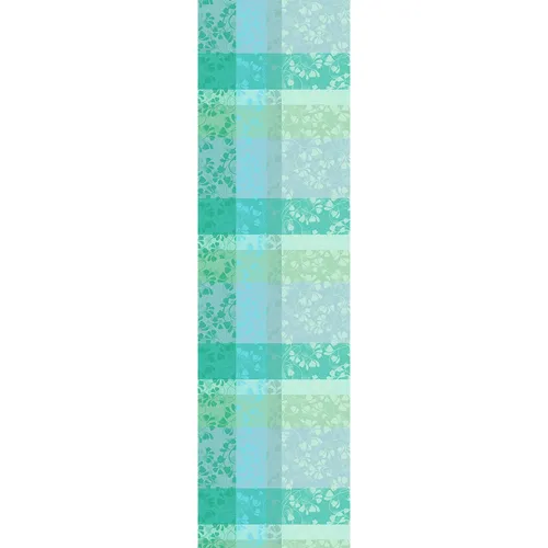 Garnier-Thiebaut Tischläufer Mille Feuillages Turquoise 55x180 cm - Eleganter Tischläufer aus 100% Baumwolle, in stilvollem Jacquard-Muster. Ideal für festliche Anlässe und den täglichen Gebrauch. Maße: 55x180 cm, hergestellt in Frankreich.