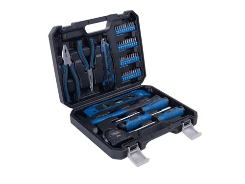 Scheppach Werkzeugset WZK49 - 50-tlg. Werkzeugkoffer aus Chrom-Vanadium-Stahl - Werkzeugsets: Praktisches 50-teiliges Set in stabilem Koffer, ideal für Haushalt, Werkstatt und Camping. Hochwertige Materialien sorgen für Langlebigkeit und Sicherheit beim Arbeiten.