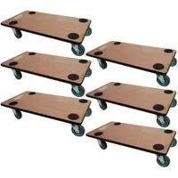 Mega Deal 6X Profi Transportroller mit 4 Rollen - 200kg Traglast - Rollwagen mit stabiler Sperrholzplatte, ideal für Umzüge und Heimwerkarbeiten. Ausgestattet mit 360-Grad lenkbaren Gummirollen und SoftShield Schutz für sicheres Manövrieren.