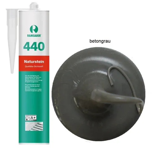 Ramsauer Dichtstoff Ramsauer 440 Naturstein Silikon Dichtstoff 310ml Kartusche, gebrauchsfertig, UV beständig, neutral vernetzend, schnellhärtend, pilzhemmend