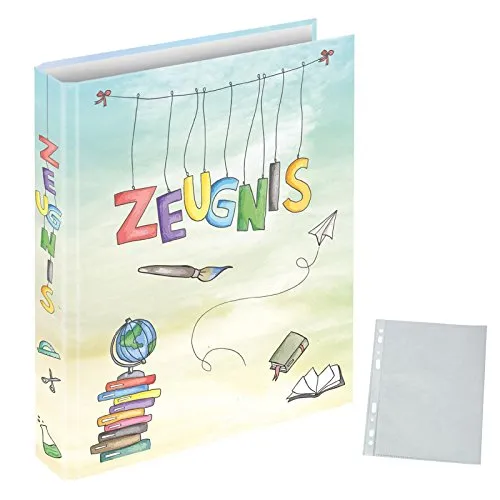 Zeugnismappe Schooldoodle inkl. 10er Pack Prospekthüllen DIN A4 Zeugnisringbuch Zeugnishefter Dokumentenmappe mit 4-Ring-Reißmechanik Sammelmappe Ringbuch