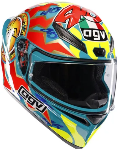 AGV K-1 S Rossi Mugello 1999 Helm - Bunt, 2XL (63/64) - Integralhelm für Racing-Enthusiasten, entwickelt aus MotoGP™-Erfahrung. Maximale Aerodynamik und Sichtfeld, ideal für hohe Geschwindigkeiten und besten Komfort.