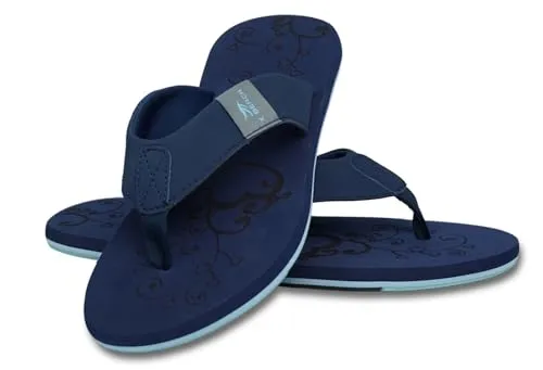 MADSea Damen Zehenstegpantolette Beach Woman | Zehentrenner Flip Flop Thong Sandale Badelatschen | Sommer Strand, dunkelblau/hellblau, 40 EU