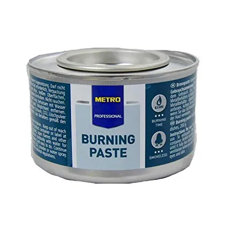 Metro 200g Brennpaste 3 Stunden Brenngel Qualitätsprodukt für Speisenwärmer Chafingdish Gastrobedarf