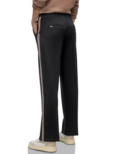 Stoffhose STREET ONE Damen Gr. 46 schwarz mit Galonstreifen