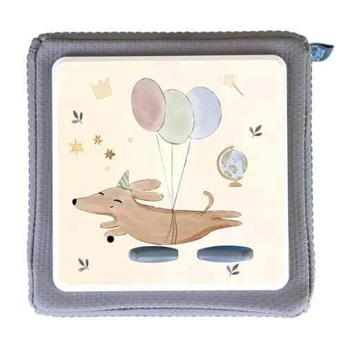 MeinBaby123® Toniebox Schutzfolie Hund | Toniebix Zubehör | Toniebox Aufkleber passgenau & selbstklebend | Toniebox Sticker | Geschenke für Kinder zum Geburtstag (Hund mit Luftballon)
