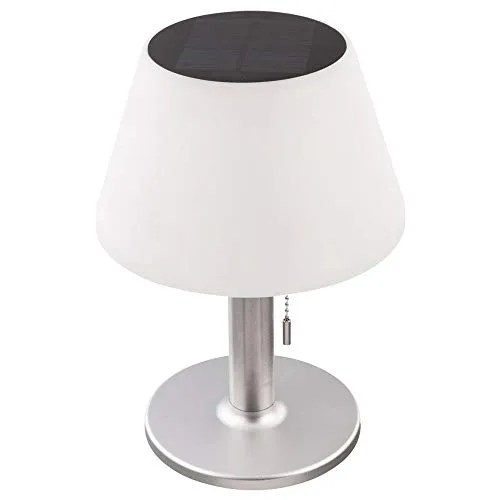 Solar Tischleuchte für Balkon und Terrasse - Spritzwasserfeste Solartischlampe aus Edelstahl, sorgt für bis zu 6 Stunden warmweißes Licht und schafft eine gemütliche Atmosphäre im Freien.