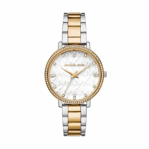 MICHAEL KORS MK4918 Damen Analog Quarz Uhr mit Edelstahl Armband - Elegante Armbanduhr für Damen mit 38-mm-Gehäuse, kratzfestem Mineralglas und strapazierfähigem Bicolor-Edelstahlband. Wasserdicht bis 50 m, ideal für den Alltag.