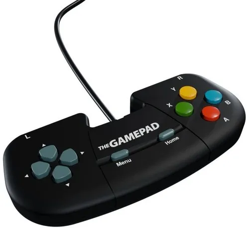 THEGAMEPAD Schwarz - Retro Gaming Controller für PC, Mac und Linux - Vielseitiger Controller in Schwarz, kompatibel mit zahlreichen Retro-Konsolen. Ideal für nostalgisches Gaming mit USB-Anschluss und 1,8 m Kabel.