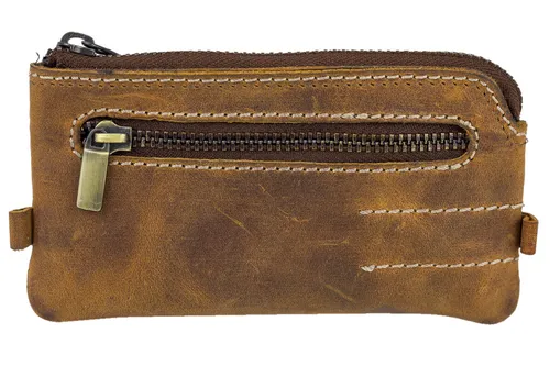 Schlüsseltasche Schlüsselmappe Schlüsselglocke Auto Haus LEAS Echt-Leder, cognac