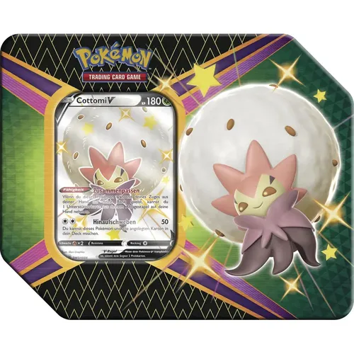 Pokémon TCG Glänzendes Schicksal Tin Box Cottomi V - TCG OVP Displays mit Cottomi V, enthält Booster und ist ideal für Sammler und Spieler, die die Glänzendes Schicksal Edition lieben.