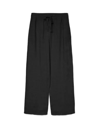 Vero Moda Leinenhose LINN - Stilvolle, bequeme Hose - Hosen aus 55% Leinen und 45% Viskose (LENZING™ ECOVERO™) bieten hohen Tragekomfort und sind ideal für warme Tage. Die unifarbene schwarze Hose mit elastischem Bund sorgt für eine perfekte Passform.