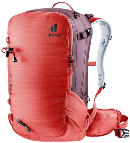 deuter Freerider 28 SL Damen Skitouren Rucksack - Skitasche mit Fleece-gefüttertem Brillenfach, separatem Sicherheitsfach und verstaubaren Befestigungsriemen für Ski oder Snowboard – ideal für Skitouren und Outdoor-Abenteuer.