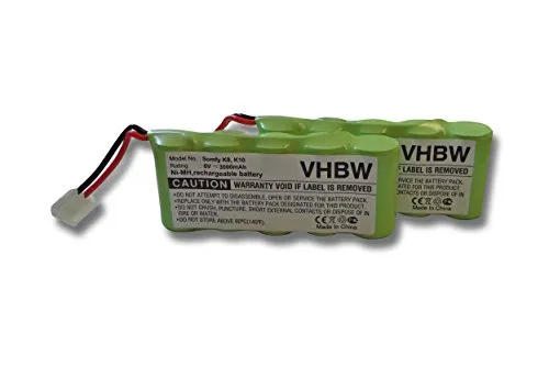 vhbw 2X Akku kompatibel mit Bosch Roll-Lift K10, K12 Elektrowerkzeug (3000 mAh, NiMH, 6 V)
