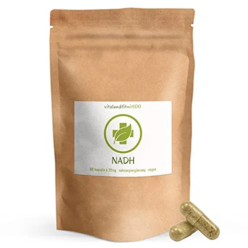 NADH Kapseln - 60 Stück à 20 mg - Co-Enzym 1 - säureresistente Kapseln (DRcaps) - ohne Magnesiumstearat - 100% vegan - glutenfrei, lactosefrei - OHNE Hilfs- u. Zusatzstoffe