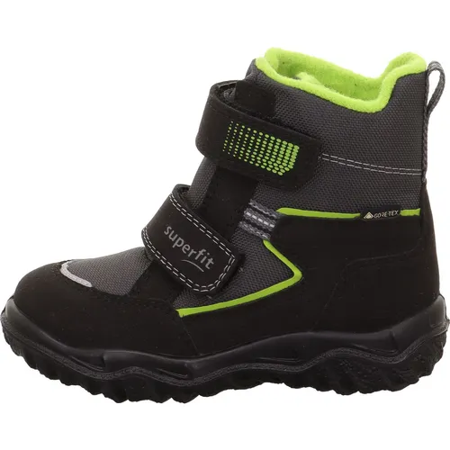 Superfit Husky schwarz/hellgrün (0010) 37 - Wasserdichter GORE-TEX Kinderstiefel für winterliche Abenteuer, mit reflektierenden Details und herausnehmbarer Einlegesohle – ideal für Freizeit und Camping.