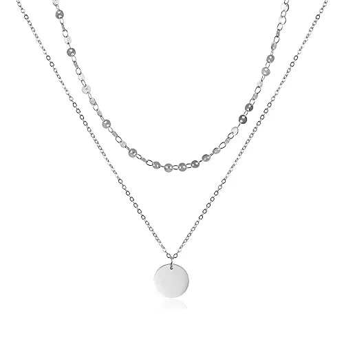 GD GOOD.designs Mehrreihige Kette für Damen - Wasserfeste Plättchenkette aus Edelstahl - Ketten für Damen, wasserfest und hautverträglich, ideal für den täglichen Gebrauch und Aktivitäten im Wasser. Verstellbare Länge für perfekten Sitz.